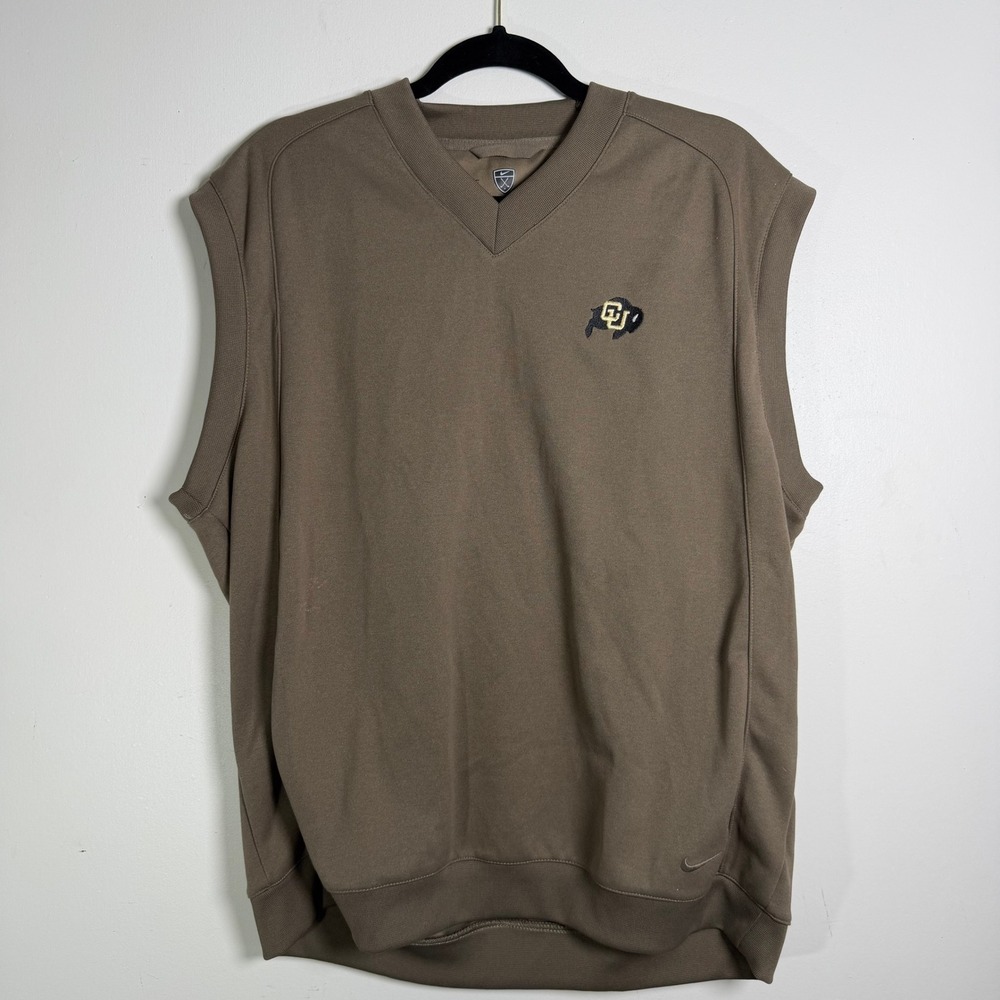 Nike Golf Vest Mens Large Brown Colorado Buffaloes Fit Dry V-Neck Pullover CU - Picture 2 of 8